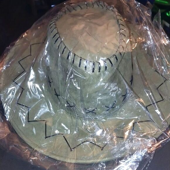 Ladies Army Green Cowboy Hat with Black Stitching